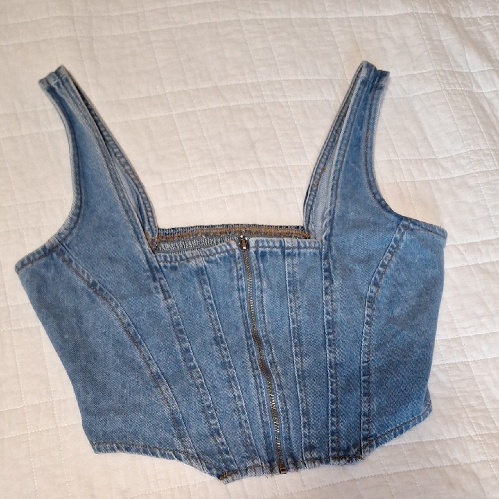 Blue Denim Crop Top